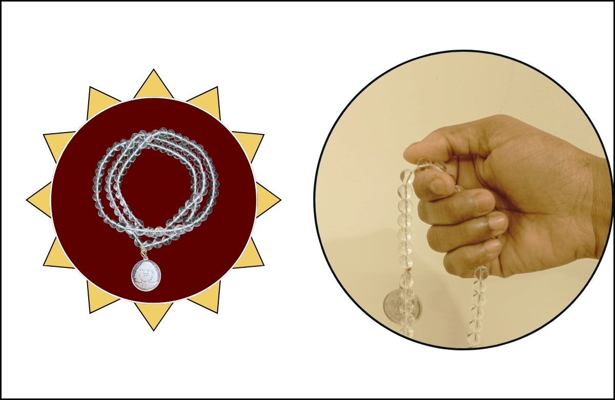 Crystal Japamaala with silver Dollar